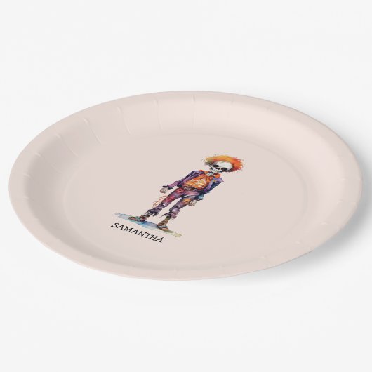 Gepersonaliseerd Leuk Kind Zombie Halloween (6) Papieren Bordje (Gekanteld)