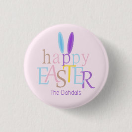 Gepersonaliseerd Leuk Kleurrijk Gelukkig Paashaas  Ronde Button 3,2 Cm