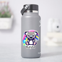 Gepersonaliseerd Leuk Koala Beer en Regenboog Sticker