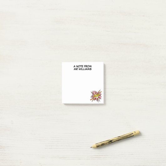 Gepersonaliseerd Leuk Modern Cool Comic Book POP Post-it® Notes (Op bureau)