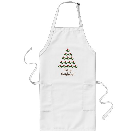 Gepersonaliseerd leuke rode rozen, Holly kerstboom Lang Schort (Voorkant)