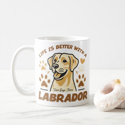 Gepersonaliseerd leven is beter met een Labrador-M Koffiemok (Met donut)