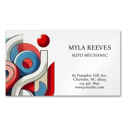 Gepersonaliseerd levendig abstract ontwerp magnetisch visitekaartje (Voorkant)