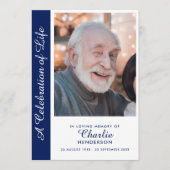 Gepersonaliseerd levensfeest-herdenkingsfotomonume programmakaart (Voorkant)