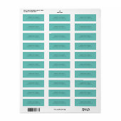 Gepersonaliseerd Licht Blauwgroen Blauw Groen Adre Etiket (Full Sheet)