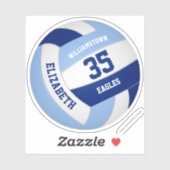 Gepersonaliseerd licht donkerblauw wit volleybal sticker (Vel)