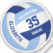 Gepersonaliseerd licht donkerblauw wit volleybal sticker (Voorkant)