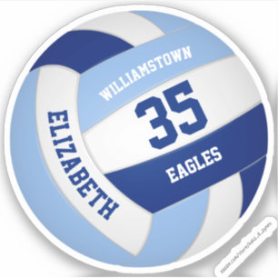 Gepersonaliseerd licht donkerblauw wit volleybal sticker