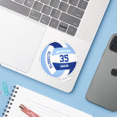 Gepersonaliseerd licht donkerblauw wit volleybal sticker (Laptop met iPhone)