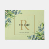 Gepersonaliseerd licht olijf groen goud monogram deurmat (Voorkant)