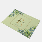 Gepersonaliseerd licht olijf groen goud monogram deurmat (Schuin)