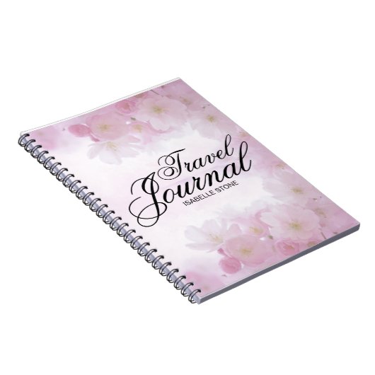 Gepersonaliseerd Licht Roze Bloemen Reisjournaal Notitieboek (Rechterzijde)