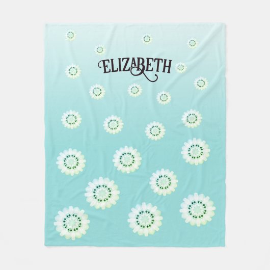 Gepersonaliseerd lichtblauw bloemenpatroon fleece deken (Voorkant)