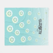 Gepersonaliseerd lichtblauw bloemenpatroon fleece deken (Voorkant (Horizontaal))