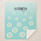 Gepersonaliseerd lichtblauw bloemenpatroon sherpa deken (Voorkant)