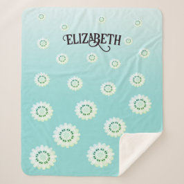 Gepersonaliseerd lichtblauw bloemenpatroon sherpa deken