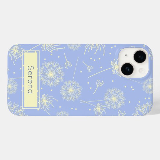 Gepersonaliseerd lichtblauw Floral Dandelion Patro Case-Mate iPhone Case (Achterkant (horizontaal))