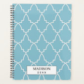 Gepersonaliseerd lichtblauw Marokkaans stoppatroon Planner (Voorkant)
