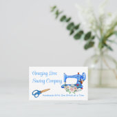 Gepersonaliseerd lichtblauwe naaimachine 2 visitekaartje (Staand voorkant)