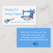 Gepersonaliseerd lichtblauwe naaimachine 2 visitekaartje (Voorkant / Achterkant)