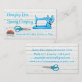 Gepersonaliseerd lichtblauwe naaimachine 3 visitekaartje (Voorkant / Achterkant)