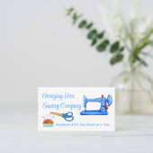 Gepersonaliseerd lichtblauwe naaimachine visitekaartje (Staand voorkant)