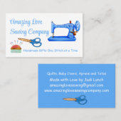 Gepersonaliseerd lichtblauwe naaimachine visitekaartje (Voorkant / Achterkant)