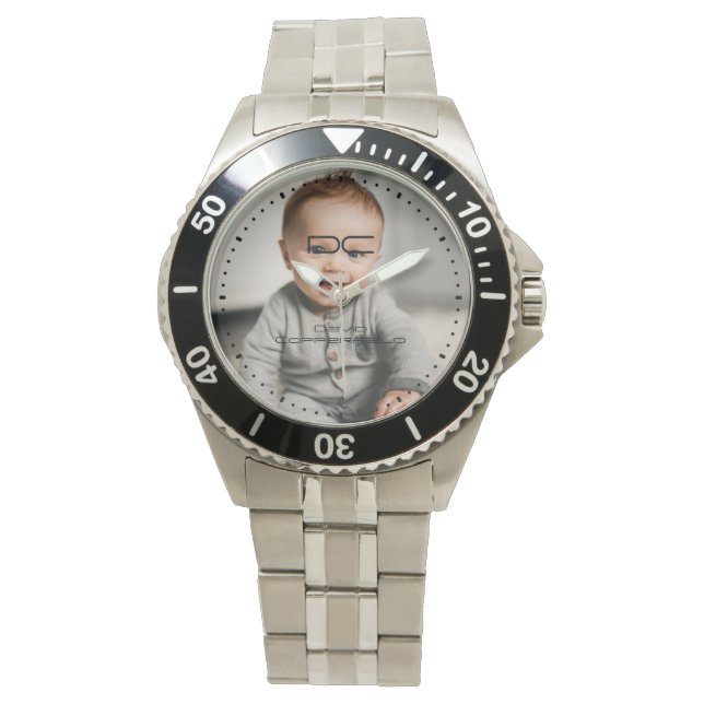 Gepersonaliseerd lichtfotostaal Roestvrij staal Horloge (Voorkant)