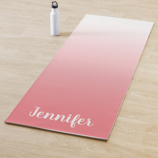 Gepersonaliseerd lichtkoraal en witte ombre yogamat