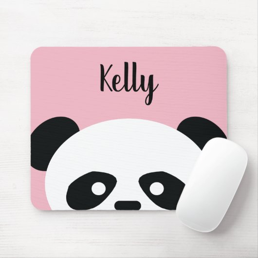 Gepersonaliseerd lichtroze Kawaii Panda Beer Dier Muismat (Met muis)