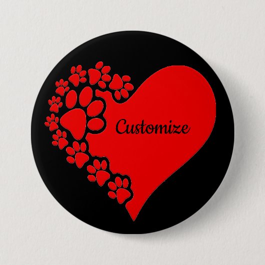 Gepersonaliseerd liefdeshart ronde button 7,6 cm (Voorkant)