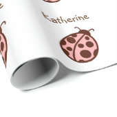 Gepersonaliseerd lieveheersbeestje Verjaardagsfees Cadeaupapier (Rol Hoek)