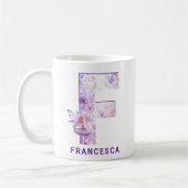 Gepersonaliseerd Lila Fairy Monogram F Koffiemok (Links)