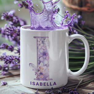 Gepersonaliseerd Lila Fairy Monogram I Koffiemok