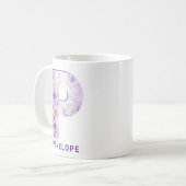 Gepersonaliseerd Lila Fairy Monogram P Koffiemok (Voorkant links)