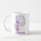 Gepersonaliseerd Lila Fairy Monogram P Koffiemok (Links)
