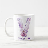 Gepersonaliseerd Lila Fairy Monogram V Koffiemok (Links)
