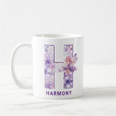 Gepersonaliseerd Lila feeënmonogram H Koffiemok (Links)