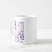 Gepersonaliseerd Lila feeënmonogram M Koffiemok (Voorkant links)