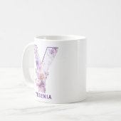 Gepersonaliseerd Lila feeënmonogram Y Koffiemok (Voorkant links)