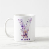 Gepersonaliseerd Lila feeënmonogram Y Koffiemok (Links)