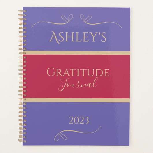 Gepersonaliseerd Lila Goud Modern Dankbaarheidsjou Planner (Voorkant)