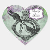 Gepersonaliseerd Lilacs Locket Heart Stickers (Voorkant)