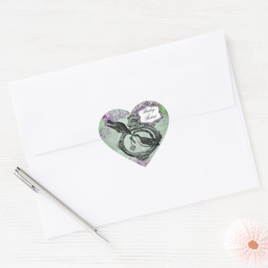 Gepersonaliseerd  Lilacs Locket Heart Stickers (Envelop)
