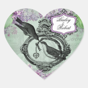 Gepersonaliseerd  Lilacs Locket Heart Stickers