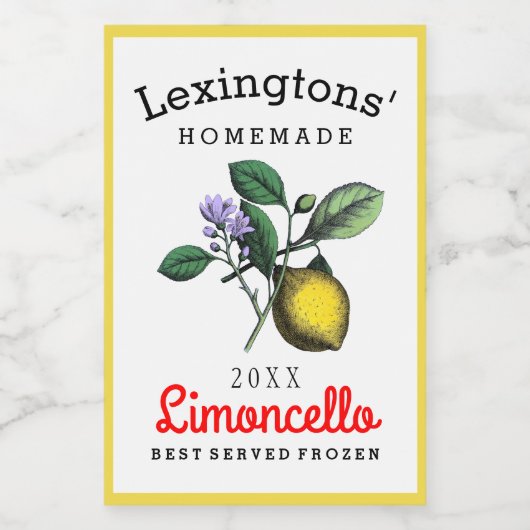 Gepersonaliseerd Limoncello Liquor Flesetiket Voedselcontainer Etiket (Enkel label)