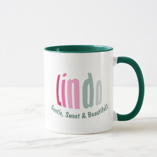 Gepersonaliseerd "Linda" in Eucalyptus Green, Roos Mok (Rechts)