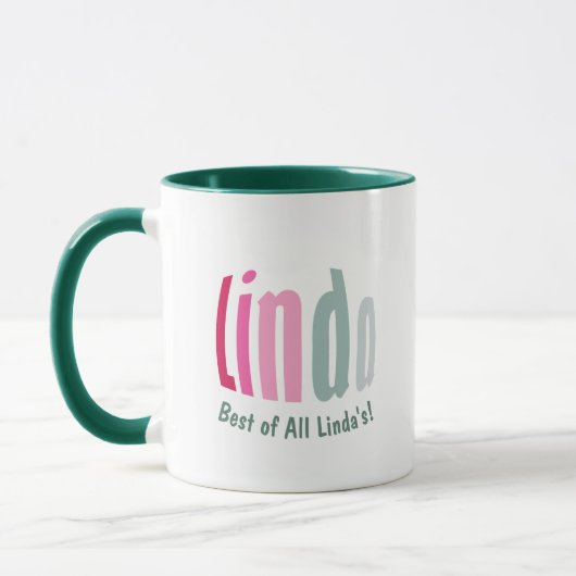 Gepersonaliseerd "Linda" in Eucalyptus Green, Roos Mok (Links)
