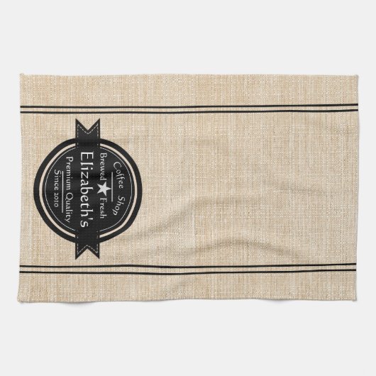 Gepersonaliseerd linnenkijkcafé logo theedoek (Horizontaal)