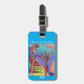 Gepersonaliseerd Little Palm Coastal Beach Bagagelabel (Voorkant verticaal)